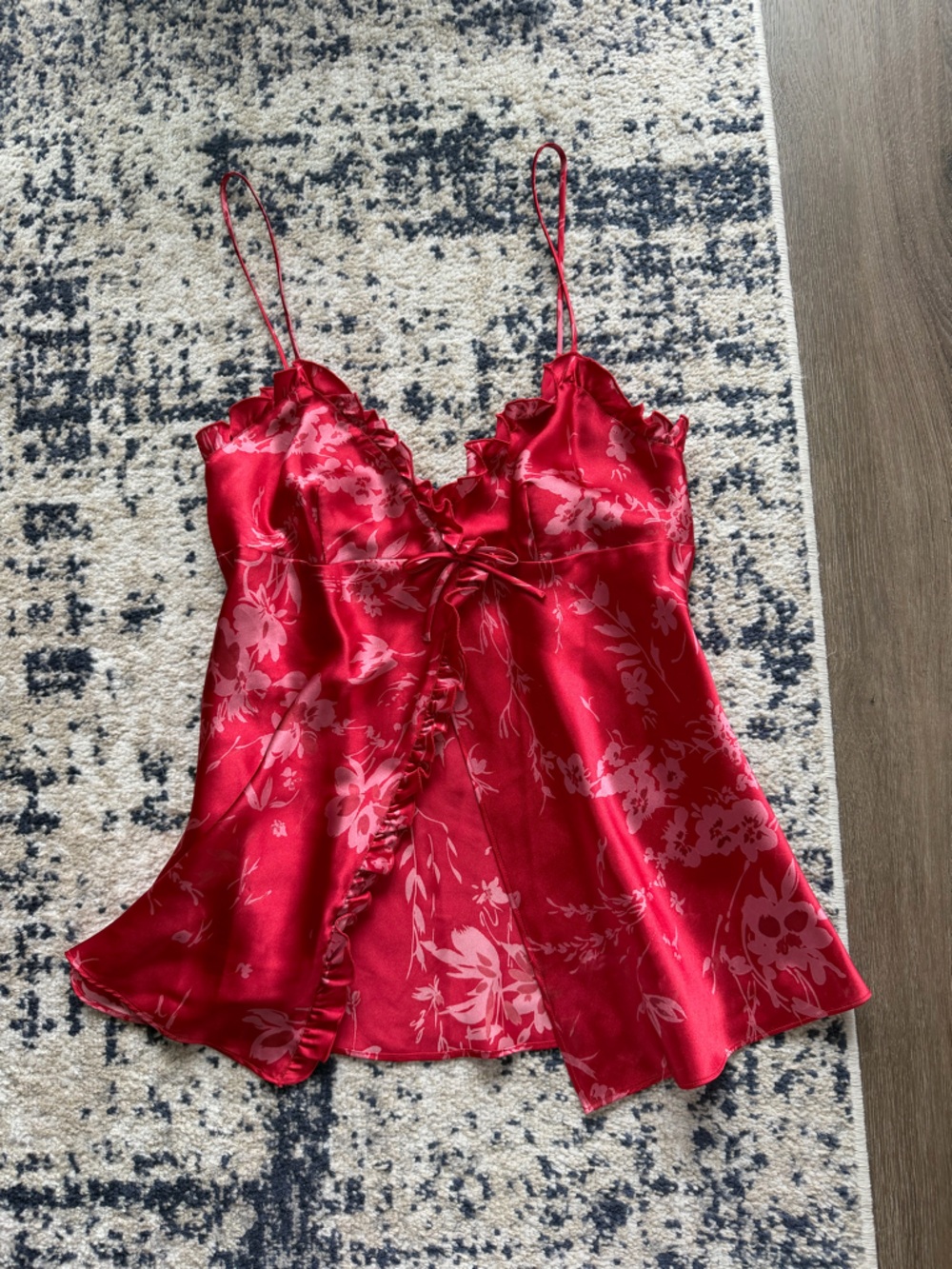 Jessica Red Floral Satin Slip Chemise